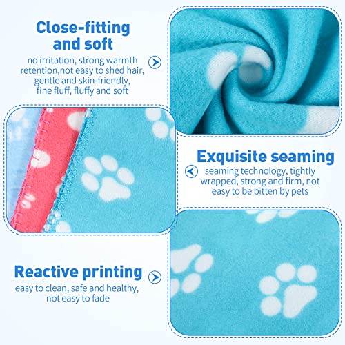 Tatuo 10 Pieces Pet Blankets with Paw Print Dog Cat Fleece Blankets Soft Warm Sleep Mat Pad Bed Cover for Kitten Puppy and Other Small Animals, 24 x 28 Inch(Bright Color) - color: Bright Color