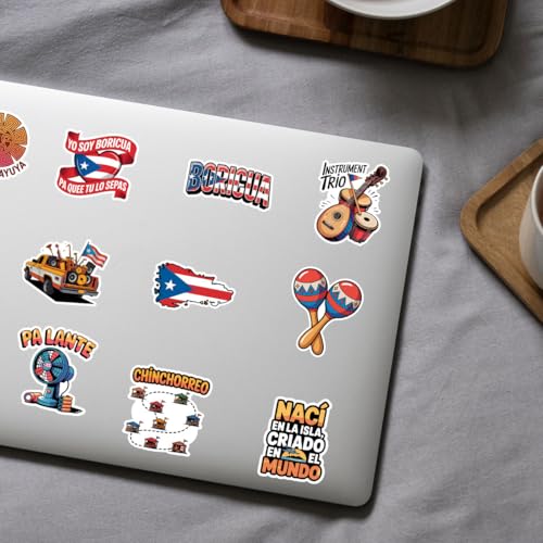 Vybonz Puerto Rico Sticker Flag Culture Decal Island Music Travel | Puerto Rico Stickers with Flag and Culture Symbols for Travel Lovers, Laptop, Water Bottle, Notebook and Souvenir Use - color: Puerto Rico, size: 3in