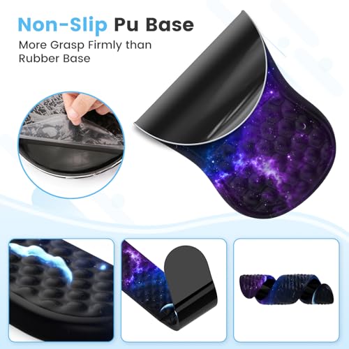 HAOCOO 3-Pcs Ergonomic Keyboard Wrist Rest Set with Mouse Pad | Ergonomic Wrist Support Set, Memory Foam Cushion, Smooth Tracking Surface, Massage Texture, Non-Slip Office Desk Accessory - color: Marble Blue