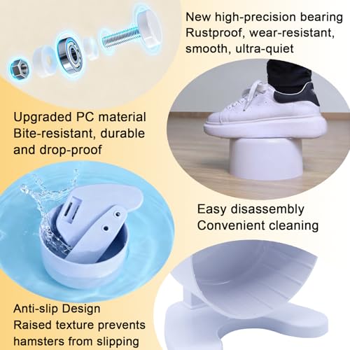 Hamster Wheel, 6.5" Super-Silent Exercise Wheels, Dual-Bearings Quiet Spinner Running Wheels, 3 Installation Methods, Fits Any Hamster Cage, Hamsters Toy for Dwarf Hamsters, Gerbils, and Small Pets. - color: White, size: Small