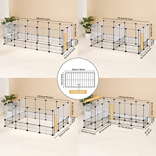 DINMO 28 Panels Bunny Playpen, Iron Net Bottom, 61.4" L x 25.4" W x 22.3" H | For Small Animals: Kittens, Guinea Pigs, Hamsters, Ferrets, Hedgehogs, Chicks & Ducklings, DIY, Expandable Portable Enclosure - style: Plastic+Metal-28 panels-L