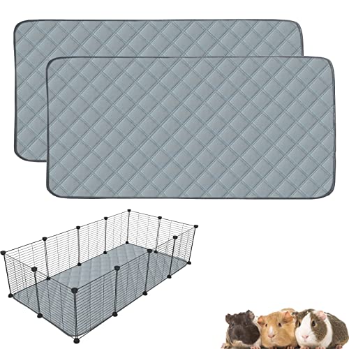 2 Pack Guinea Pig Cage Liners for C&C 2x4 Habitat Washable Guinea Pig Bedding Super Absorbent | Waterproof | Non Slip| Reusable Guinea Pig Pee Pads for Small Animals Cages - 57.1" x 27.6" - color: Light Grey, size: 57" x 28" (2 Pack)