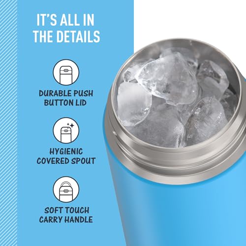 THERMOS FUNTAINER Water Bottle with Spout, 16oz, Electric Blue - color: Electric Blue, size: 16 Ounces