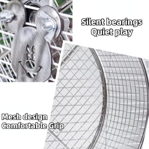 Large Stainless Steel 11.81''L x 3.94''W x 11.81''H Silent Running Wheel for Chinchilla, Toys for Cage, Super Mute Spinner Exercise Running Wheel for Gerbils, Rat, Mice