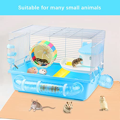 2 Hamster Tube Kits, DIY Hamster Tunnel Adventure with External Pipe, Transparent Connection Track for Rat, Mouse & Small Animal Sports, Expand Cage Space - color: Blue
