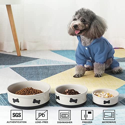 Sweejar Ceramic Dog Bowls with Bone Pattern, Dog Food Dish for Large Dogs, Porcelain Pet Bowl for Water 70 Fl Oz (Beige) - color: Beige, style: Bone Pattern,9"x 3.1"(70 Fl Oz)