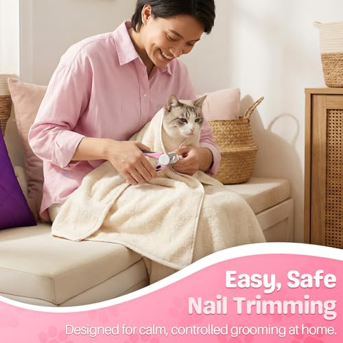 Flexzion Dog Nail Clippers and Cat Nail Trimmer with Safety Guard, Pink | Pet Nail Clippers with a 3.5 mm Stainless Steel Blade for Grooming Puppies, Indoor Cats and Small, Medium or Large Dog Breeds - color: Pink
