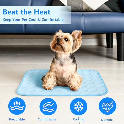 MCEAST Cat Cooling Mat 20" x 16" Self Cooling Pad for Smal Dogs Cats Non-Slip Cool-Chill Mats Summer Pet Blanket with Storage Bag Washable Cool Pet Pad for Floor Sofa Bed Car Travel, Small - size: Small