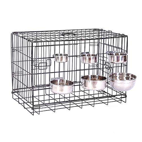 JiangYanus Stainless Steel Hanging Pet Bowls, Dog Crate Food and Water Bowl | Metal Coop Cups with Clamp Holder Detachable Cage Kennel Bowl Feeder Dish for Dogs Cats Birds Ferret Rabbit and Small Animals - color: 4.7" x 2.2"