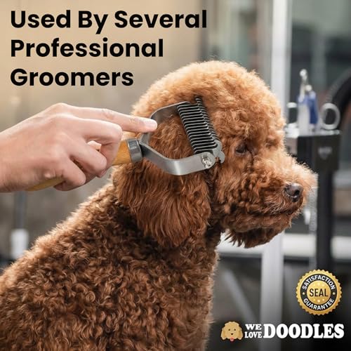 Dematting Comb for Dogs, Undercoat Rake Grooming Tool For Matted Pet Hair | Best Dematting Brush For Doodles & Poodles, Detangling De Matted Hair, Tool For Removing Shedding Fur, Cat Deshedder Brushes - size: Dematting Comb Standard