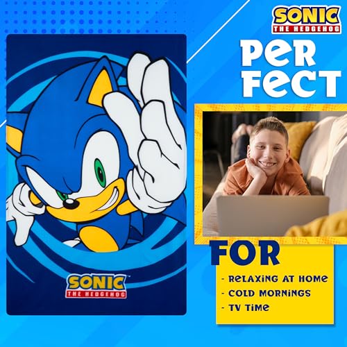 Get trend Sonic The Hedgehog Throw Blanket for Kids, 39x59 in, Soft Warm Vibrant Fleece Throw for Couch, Bed, Cozy Travel Blanket, Gamer Gifts for Boys