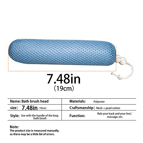 Bath Brush Head with Sponge,Back Scrubber Bath Mesh Bath Body Brush Head for Elderly Aid Bathing and Shower (Blue Head) - size: Blue (Head Only)