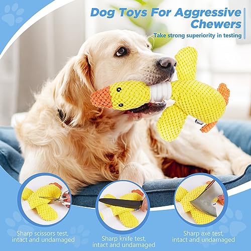 Vitscan Durable Dog Toys for Small Medium Large Dogs Aggressive Chewers | Dog Chew Toy Tough Squeaky Interactive Dogs Toys for Puppies,Sturdy Plush Puppy Toys Goose Pet Toy Puppy Chew Toys Teething - color: Yellow goose - pineapple plush