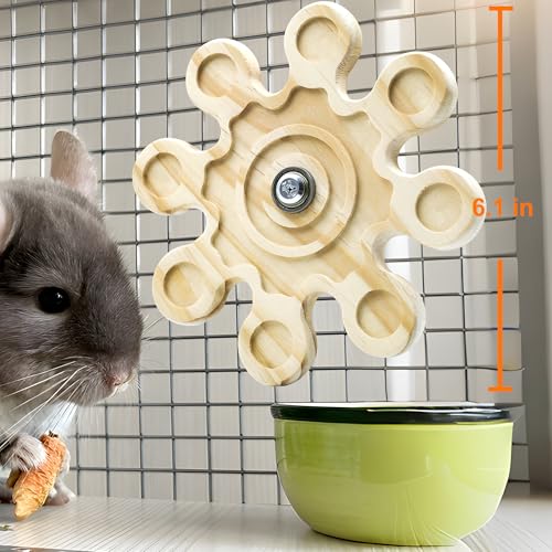 Chinchilla Chew Toys, Natural Wooden Rotating Teeth Grinding Toys, Hanging Chinchilla Cage Accessory and Hamster Exercise Chew Toy for Rabbit, Rat, Bunny, Guinea Pigs, Squirrels