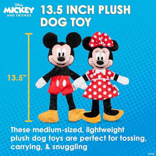 Disney for Pets Mickey & Minnie Mouse Plush Dog Toy Set, 13.5 Inch, 2 Pk | Squeaker with crinkle flattie body design, officially licensed Disney product, hours of fun, 2 pc set - color: Mickey & Minnie Mouse Plush, size: 13.5 Inch