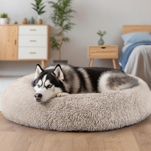 Extra Large Dog Beds, 36 Inch Human Dog Anxiety Relief Comfort Bed, Indestructible & Chew Proof Pet Beds (Brown) - color: Brown, size: 36.0"L x 36.0"W x 8.0"Th
