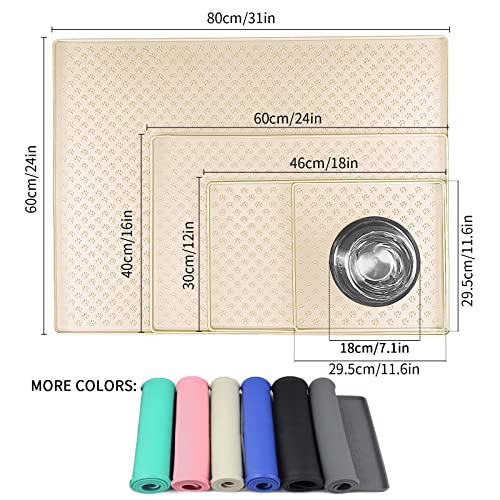 2 Pack Pet Placemat for Dog and Cat, Waterproof Non-Slip Silicone Feeding Bowl Mat Prevent Food and Water Overflow, Puppy Dish Feeder Fountain Trays Suitable for Medium and Small Pets, Beige - color: Beige, size: 11.8"L x 11.8"W - 2 Pack