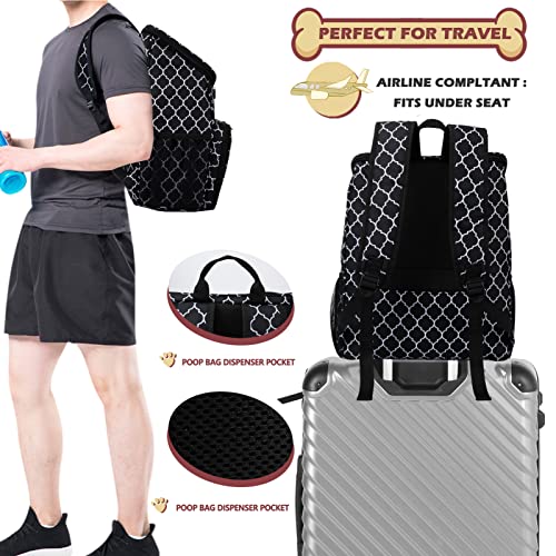 BAGLHER Dog Travel Bag Backpack, Airline Approved Pet Supplies Backpack, Dog Travel Bag with 2 Silicone Collapsible Bowls and 2 Food Baskets DLBlack - color: DLBlack