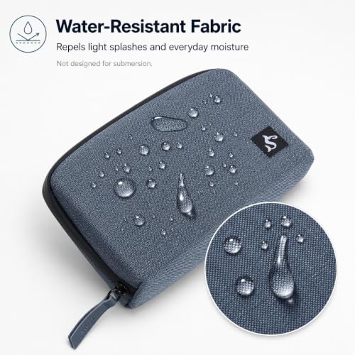 Small Electronics Organizer Travel Case, Cord and Cable Tech Bag Pouch | Compact soft tech Bag pouch for cables cords chargers earbuds and slim power bank water-resistant for travel, cruise and work - color: Blue, size: Small