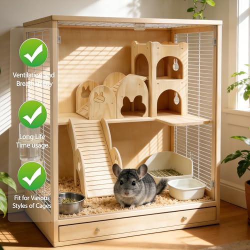 Rabbit Castle Large Guinea Pig Hideout Thicken Solid Wooden Bunny House with Ramp,Rabbit Playhouse for Chinchilla,Hamster,Small Animal Houses & Habitats(Set of 2) - style: Set of 2