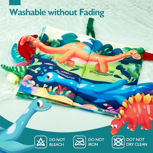 hahaland Baby Books 0-6-12 Months,Infant Tummy Time Sensory Toys | Touch Feel Book Gifts for Boy Girl 0-3 Month Learning Toy Baby Birthday Easter Basket Stuffers 1PCS - style: E - Dinosaur - 1 Book