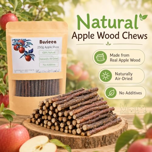 Premium Natural Apple Sticks - 100g/3.52 OZ MINI Trial Pack - Perfect for 1 Pet, Molar Chew Treats for Rabbits Chinchillas Guinea Pigs Hamsters Small Animals - size: 3.6 Ounce (Pack of 1)