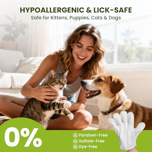 36PCS Hypoallergenic Pet Glove Wipes for Dogs, Cats & Small Animals | No-Rinse Deodorizing Dog Wipes for Paws, Butt, Eyes & Ears | Pet Wipes for Stain & Odor Cleanup Between Baths & Travel - size: 3 Pack