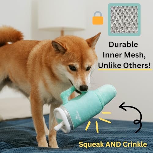 Nestpark Tumbler Cup Funny Dog Toy - Parody Plush Squeaky Crinkle Dog Toy (Seafoam Green) - color: Seafoam Green