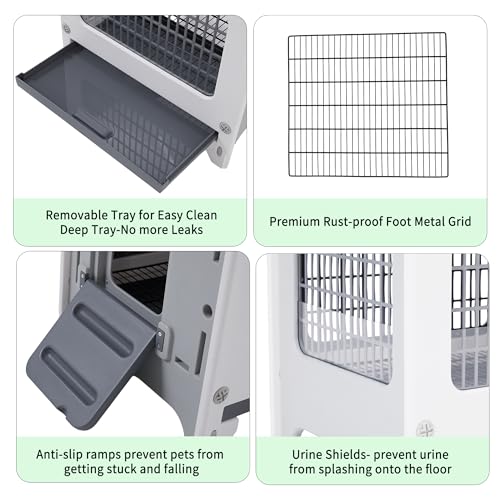 Rabbit Hutch Outdoor Indoor Plastic Waterproof Bunny Cage Enclosure | Chew-Proof Rabbit House Guinea Pig Cage Pet House for Small Animals, One Room - size: 20.8"L x 18.0"W x 17.5"H