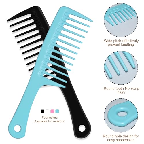 MODENGKONGJIAN 4PCS Wide Tooth Comb, Large Hair Detangling Comb Styling Comb for Curly, Wet, Long Hair (Black & Blue, Polypropylene (PP)) - color: Black & Blue - 4PCS Wide Tooth