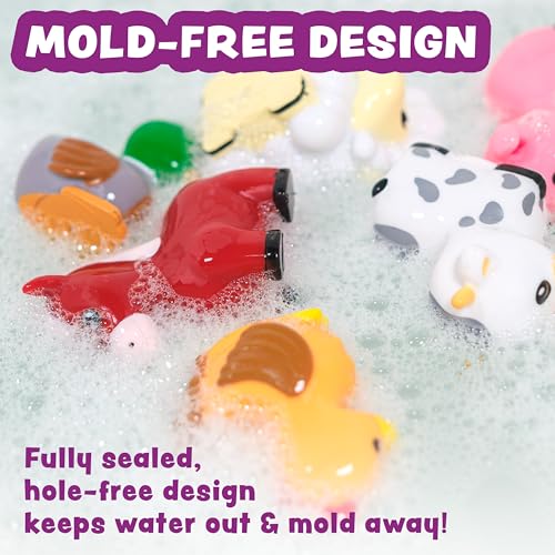 Tub Works® Barnyard™ Mold Free Bath Toys, 6 Pack | Sealed, No Hole Bath Toys Design Keeps Moisture Out | Soft, Squeezable & Float on Water | Farm Animals Baby & Toddler Bathtub Toys | Baby Pool Toys - style: 6 Pack