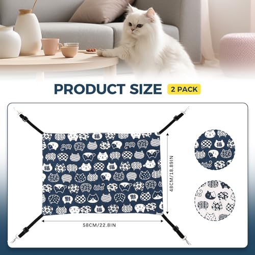 Admaison Cat Hammock for Cage Hanging Reversible 2Pack,Pet Hammock Bed Adjustable,Soft Sleeping Hammock for Cats,Ferret,Puppy,Rabbits,Small Animals (L, CAT) - size: L