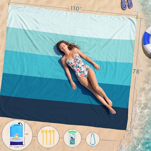 BYDOLL Beach Blanket Waterproof Sandproof,78''X81''/78''X110'' Large Sand Free Oversized Lightweight Sand Resistant Blanket, Picnic Mat for Beach Travel Camping Hiking Essentials - color: Sea, size: 78''X110"