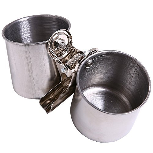 QBLEEV Bird Water Feeder Dishes, Bird Food Hanging Bowl for Cage Coop Cups | Stainless steel birdcage bowls feeding perches play stand with clamp, parrot pet animal hamster cage, easy to install - color: water and food cups