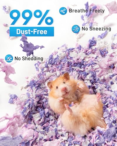BUCATSTATE Hamster Bedding 15L, 99% Dust-Free Paper Bedding, Lavender | FSC-Certified Paper Bedding, Compactly Packed to Expand 3X, with Vibrant Color and Odor Control for Guinea Pigs and Rabbits - color: Lavender, size: 15L