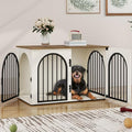 39.4" Wooden Dog Crate Furniture, Indoor Dog Kennel Dogs Cage for Small/Medium/Large Dogs, Heavy Duty Dog Crates Decorative Pet House End Side Table TV Stand, White Brown DFC84114B | Dog Kennel Furniture Wooden Dog Cage Heavy Duty Dog Crate Decorative Pet
