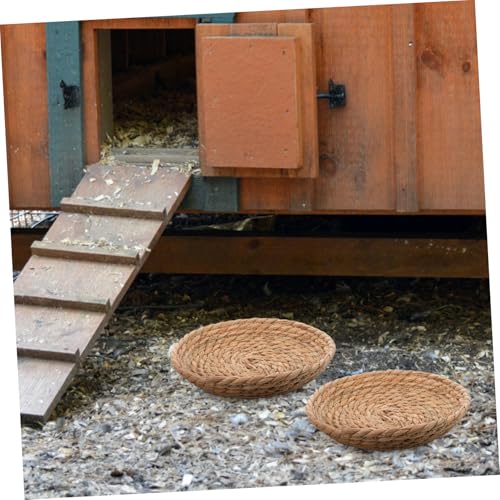 Natural Straw Breeding Nest Bowls, 5 Pack Woven Grass Rabbit Bedding Mats, 8 Inch Flat Bottom Cattail Fiber Hatching Cave for Quail Pigeons Bunnies, Edible Chinchilla Chew Toys