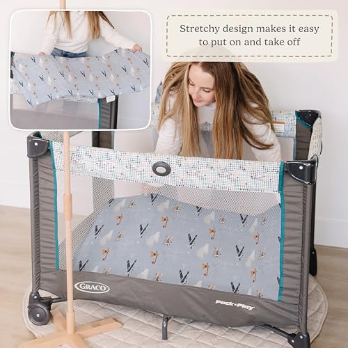 Pack and Play Sheets Fitted, Mini Crib Sheets for Graco Pack N Play Playard (38x26), Ultra Soft Cotton Blend, Safe & Snug Playpen Mattress Sheet for Baby Boys Girls, Airplane in The Clouds, 2-Pack - color: Watercolor Airplanes and Clouds