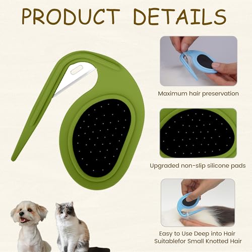 4Pcs Cat Dematting Comb Set - Safe Hidden Blade Pet Knot Remover for Matted Fur, No Scratch Grooming Detangling Tool for Dogs & Cats, Non-Slip Handle - size: Knotting Cut Combs