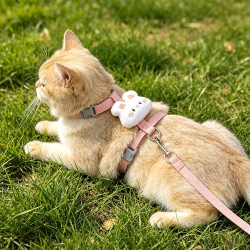 Cat Harness and Leash Set, Cat Harness Escape Proof, Rabbit Harness and Leash Set, Costumes for Cats and Bunny(B, Middle) - color: B, size: Middle