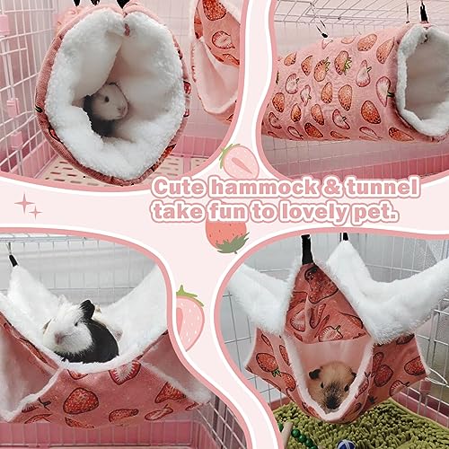 Rat Ferret Hammock Toys Cage Accessories, Guinea Pig Hideout Tunnel, Warm Bed for Rat Ferret Guinea Pig Sleep Hide and Play (2.Hammock+Tunnel) - color: 2.Hammock+tunnel