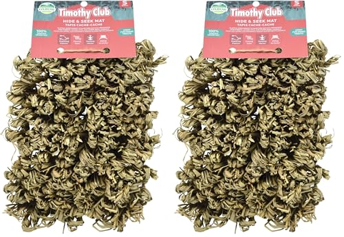 Oxbow Timothy Hay Hide & Seek Mat, Small – Rabbit & Guinea Pig Toys for Chewing & Relaxation, Enrichment for Bunny, Hamster, Chinchilla, Rat, Timothy Hay Small Animal Cage Accessories (Pack of 2) - size: Small (Pack of 2)