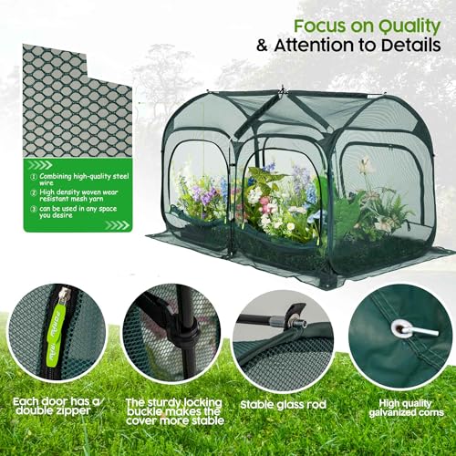Poray Large 8.2x4FT Plant Netting Cover, Pop up Tunnel Crop Cage Gardening Net,Pest Guard Cover for Vegetables &Fruits,Durable Gardening Net for Plant and Animal - size: Large 8.2x4.1X4.3FT