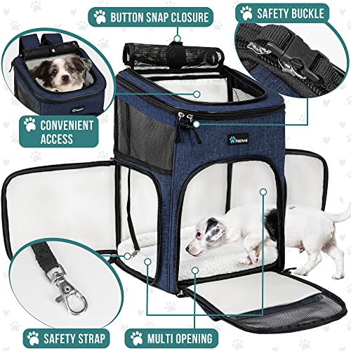 PetAmi Dog Backpack Carrier, Airline Approved 4-Way Entry Cat Backpack Carrier, Ventilated Mesh, Collapsible Pet Carrier for Small Puppy, Kitten, Hiking, Travel Car, Vet, up to 18 lbs, Navy Blue - color: Navy