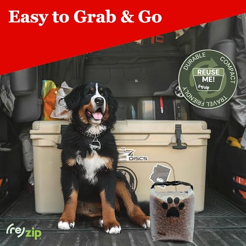 (re)zip Roll Top Pet Food Storage Bag (14-Cup) | BPA-Free, Food Grade, Pet Safe | Keeps Kibble Fresh for Camping, Dog Boarding, Weekend Getaways | Machine Washable - color: Black, size: 14 Cup