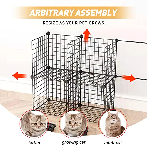 Large Cat Cage,DIY Cat Cage Enclosures Indoor Pet Home Small Animal House Detachable Playpen Metal Wire Kennels for 1-3 Cat - size: Black - 43"L x 29"W x 57"H