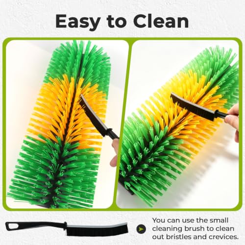 2 Pack Horse Brush Goat Scratching Post, Livestock Scratching Brush | with Cleaning Tool, Gloves, Stiff Bristle, Itch Relief, Self-grooming, Full Massage, Livestock Brushes Set Includes 8 Screws - color: Green