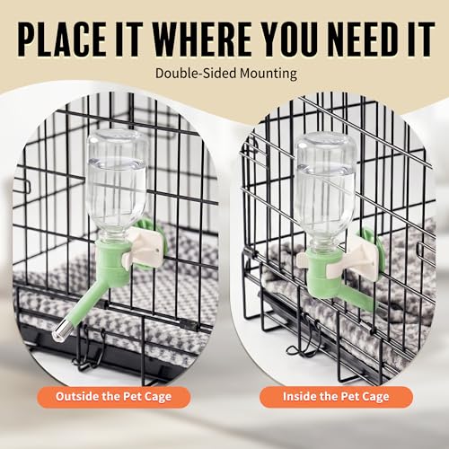 Choco Nose No-Drip Water Bottle for Small Dogs & Cats (10–25 lb) - Leak-Proof Patented 16mm Nozzle Helps Prevent Mess & Spills, BPA Free, Easy to Install Cage & Crate Mount Feeder, 10.2 fl oz (C590) - color: C590 Apple Green