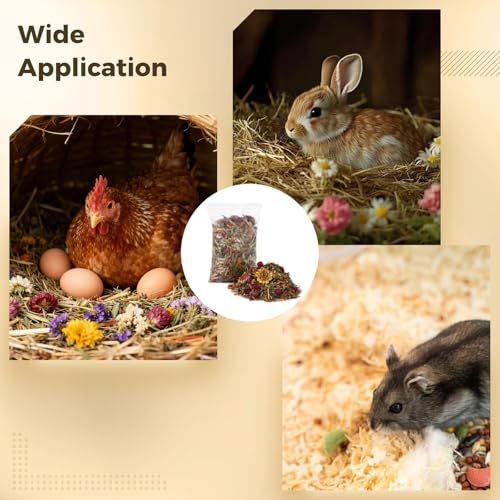 20 oz Chicken Nesting Herbs, 3 Pack Natural Dried Flower Blend for Chicken Coop Bedding, Nest Box Herbs for Egg Laying, Freshening Coop Odor, Hamster Guinea Pig Bunny