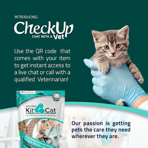 KIT4CAT 2lb Hydrophobic Cat Litter for Urine Sample Collection, Uniquely Made with Natural Sand - Keeps Liquid Clean and On Top | CheckUp on Your Cat's Wellness at Home (3 x 11oz Bags)